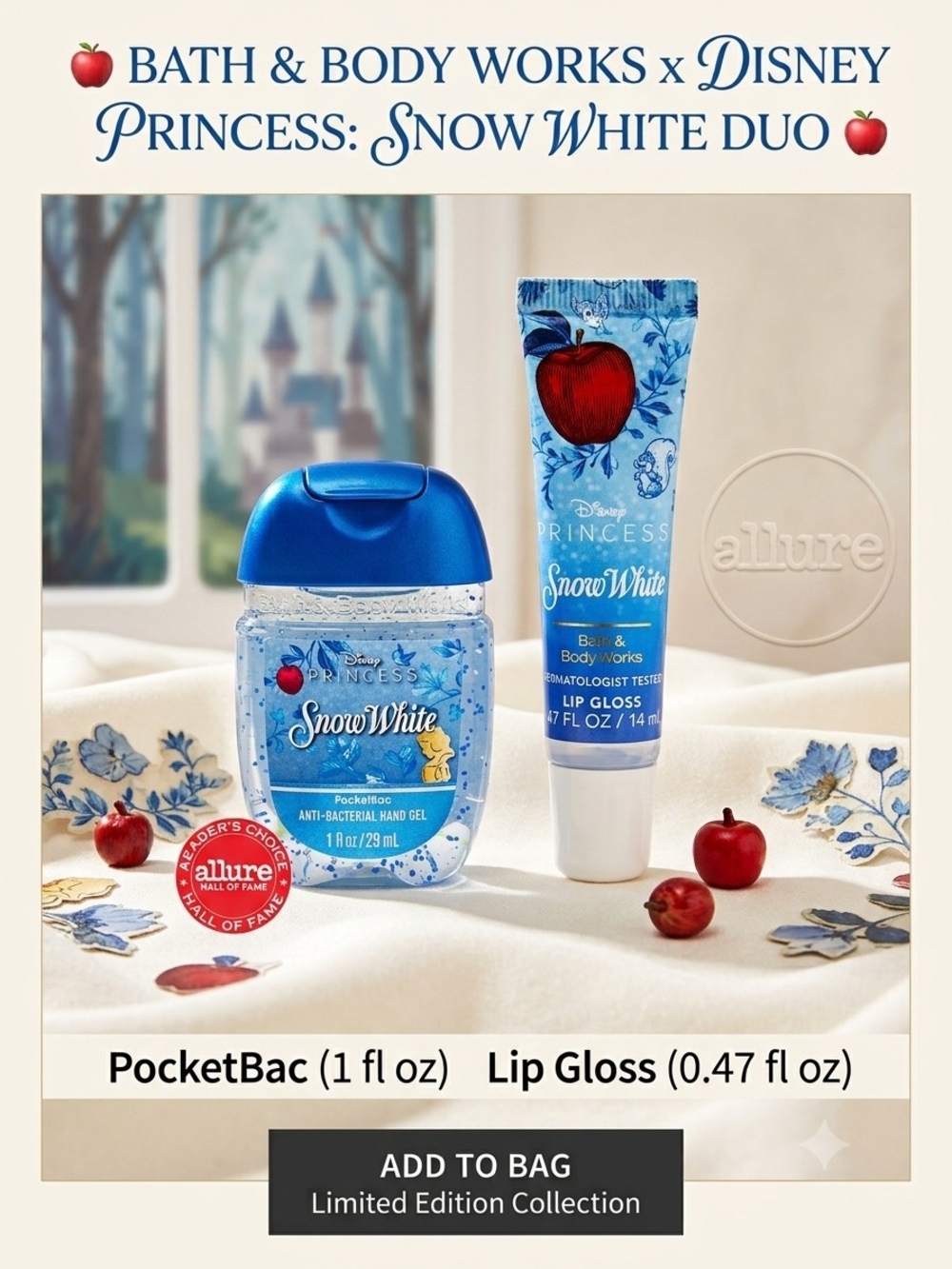 Bath & Body Works Snow White Duo - Blue PocketBac & Blue Lip Gloss